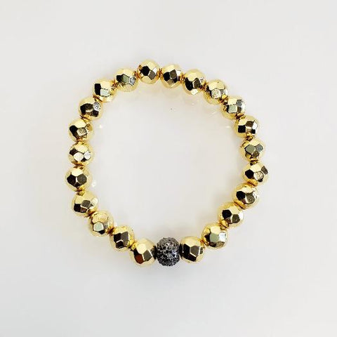 Gold Pave Metallic Magnetic Stretch Bead Bracelets | Pretty Fab Things