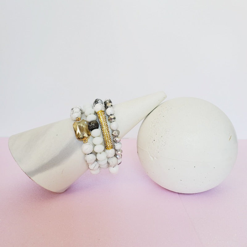 Wedding White Gold Pave Bar Bracelet Set | Pretty Fab Things