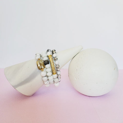 Wedding White Gold Pave Bar Bracelet Set | Pretty Fab Things