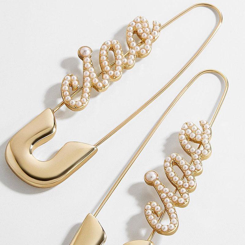 Pearl Ciao Gold Safety Pin Earrings - Pretty Fab Things
