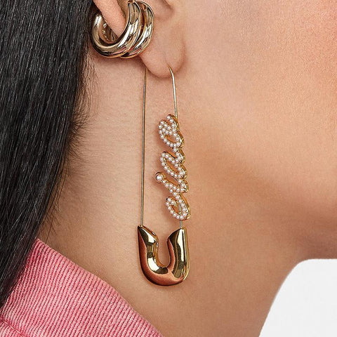 Pearl Ciao Gold Safety Pin Earrings - Pretty Fab Things