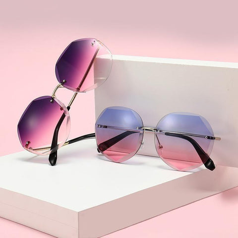 Fashionista Rimless Large Octagon Sunglasses - Pretty Fab Things