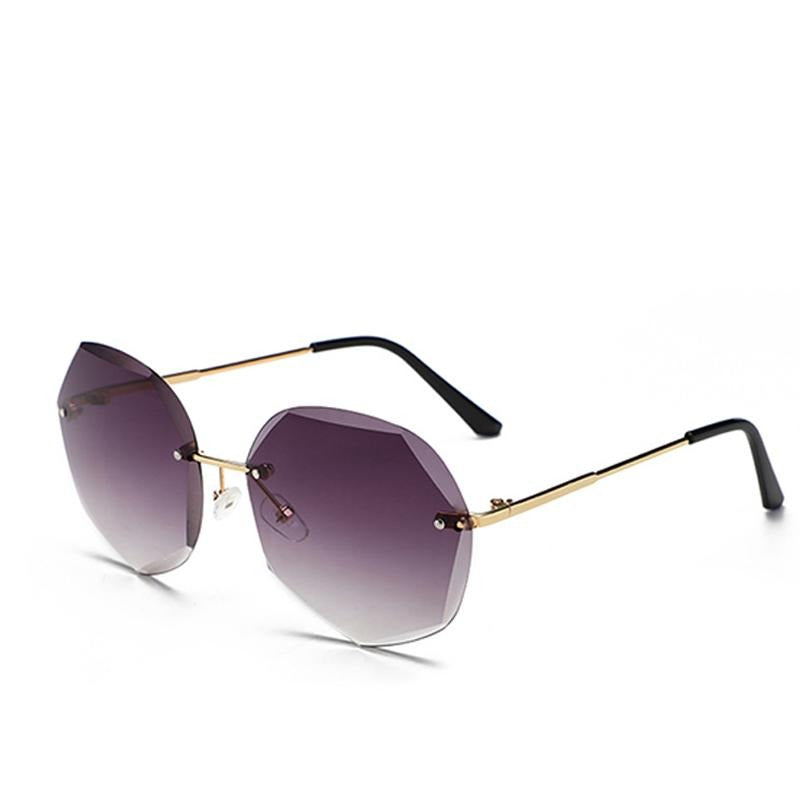 Fashionista Gray Rimless Large Octagon Sunglasses - Pretty Fab Things