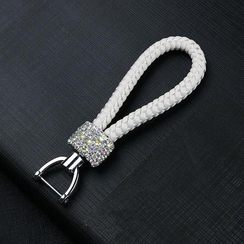 Crystal Braided White Rope Key Chain - Pretty Fab Things