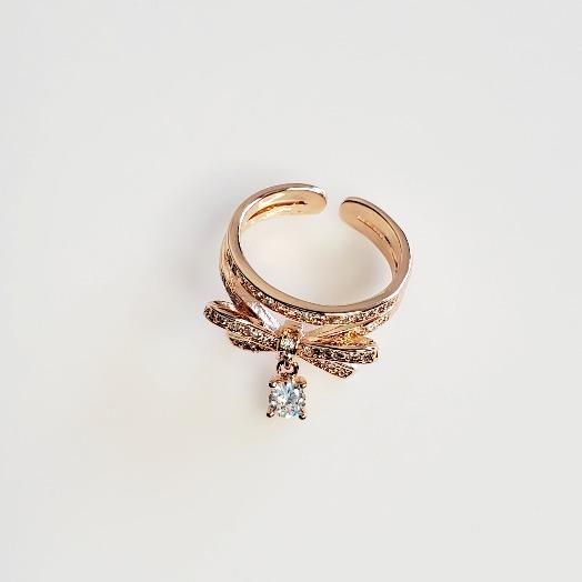 Bow-Knot Crystal Gold Ring - Pretty Fab Things