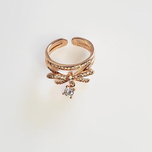 Bow-Knot Crystal Gold Ring - Pretty Fab Things