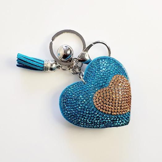Heart Blue Rhinestone Key Chain - Pretty Fab Things