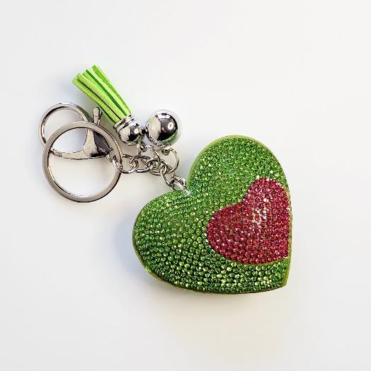 Heart Green Rhinestone Key Chain - Pretty Fab Things