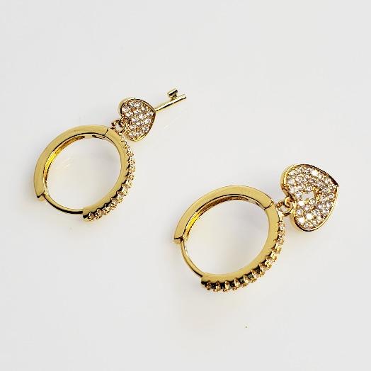 Gold Lock & Key Sterling Silver Huggie Earrings - Pretty Fab Things