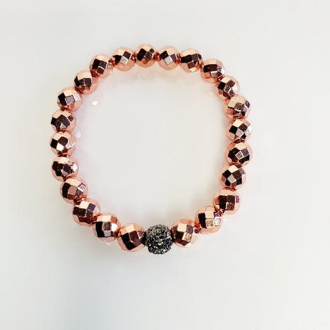 Rose Gold Pave Metallic Magnetic Stretch Bead Bracelets | Pretty Fab Things