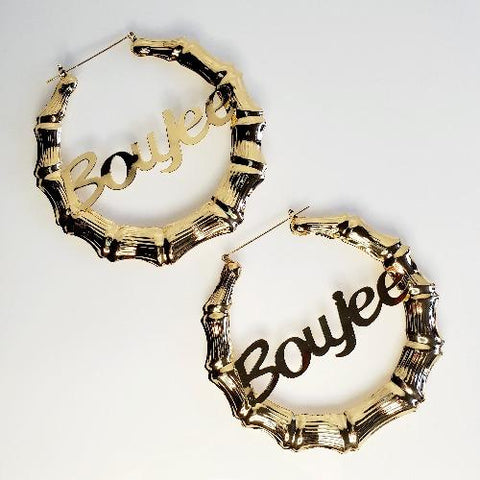 LATIFAH Gold Boujee Bamboo Hoop Earrings - Pretty Fab Things