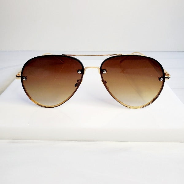 Bronze Wire Large Glam Aviator Sunglasses - Pretty Fab Things