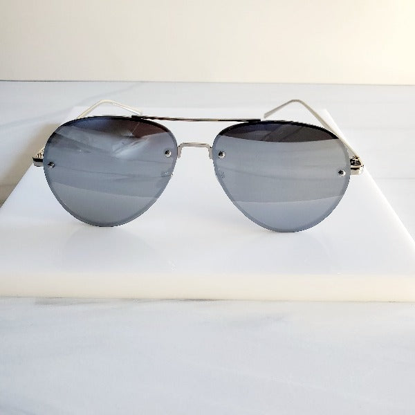 Black Wire Large Glam Aviator Sunglasses - Pretty Fab Things