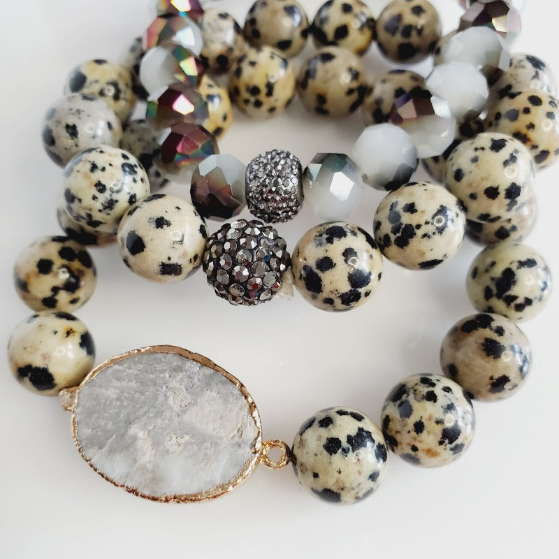 Dalmatian Diva Druzy 3 Piece Pave Bracelet Set | Pretty Fab Things