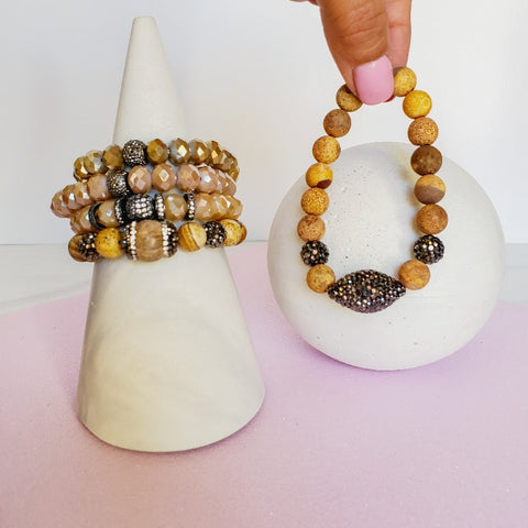 Nature & Gold Five Piece Bracelet Set | Pretty Fab Things