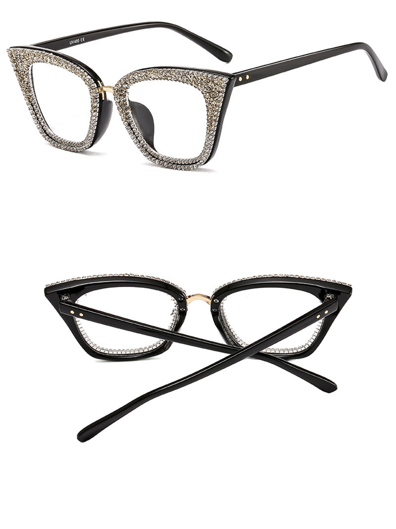 Retro Silver & Black Rhinestone and Glitter Cat Eyeglasses |  Pretty Fab Things 