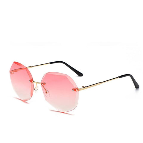 Fashionista Pink Rimless Large Octagon Sunglasses - Pretty Fab Things