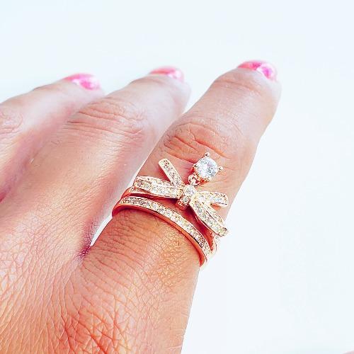 Bow-Knot Crystal Gold Ring - Pretty Fab Things