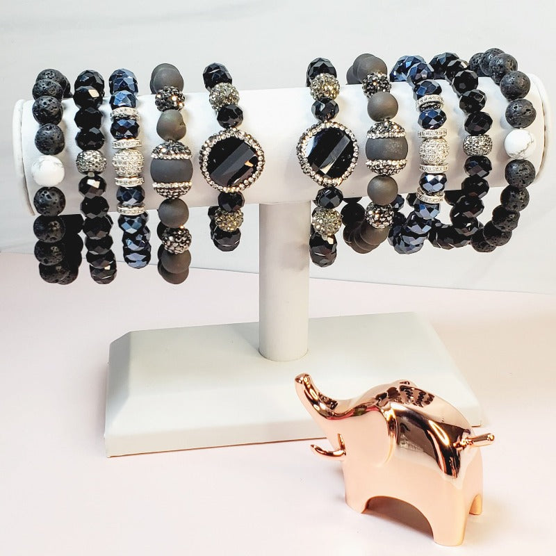 Black & Blue Five Piece Bracelet Set | Pretty Fab Things