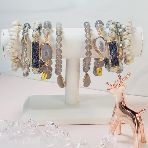 Girly Gray Five Piece Bracelet Set | Pretty Fab Things