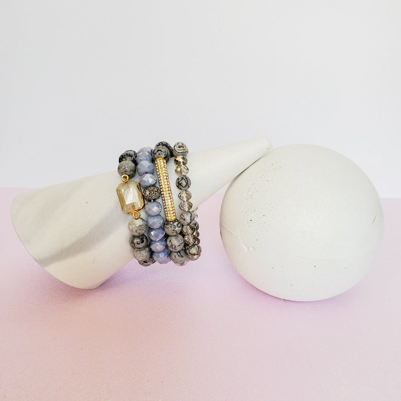 Girly & Gray Gold Pave Bar Bracelet Set | Pretty Fab Things