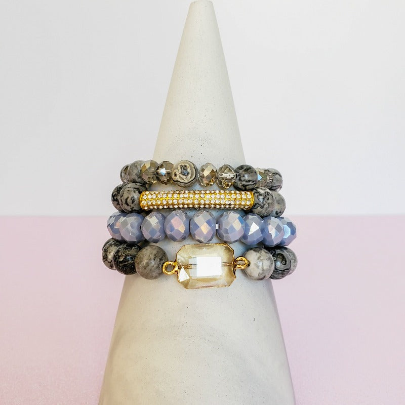 Girly & Gray Gold Pave Bar Bracelet Set | Pretty Fab Things