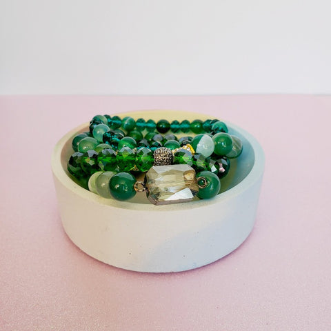 Gorgeous Green Gold Pave Bar Bracelet Set | Pretty Fab Things