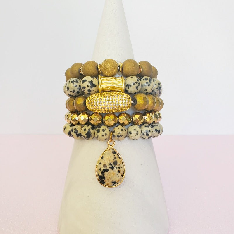 Dalmatian Five Piece Bead Bracelet Set | Pretty Fab Things