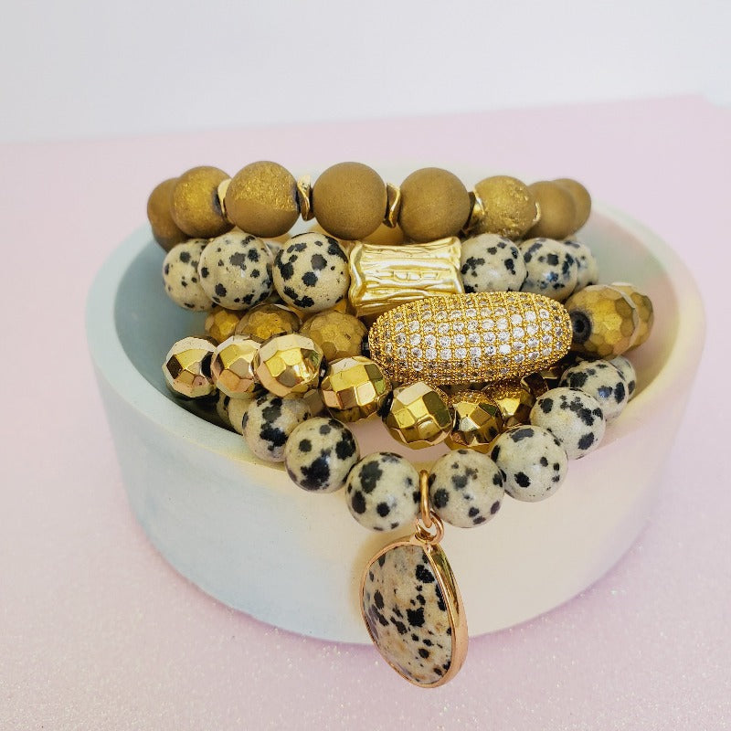 Dalmatian Five Piece Bead Bracelet Set | Pretty Fab Things