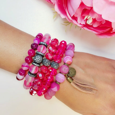 Passionate Pink Five Piece Bracelet Set | Pretty Fab Things