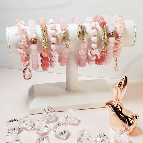 Pastel Pink Bead Bracelet Set | Pretty Fab Things