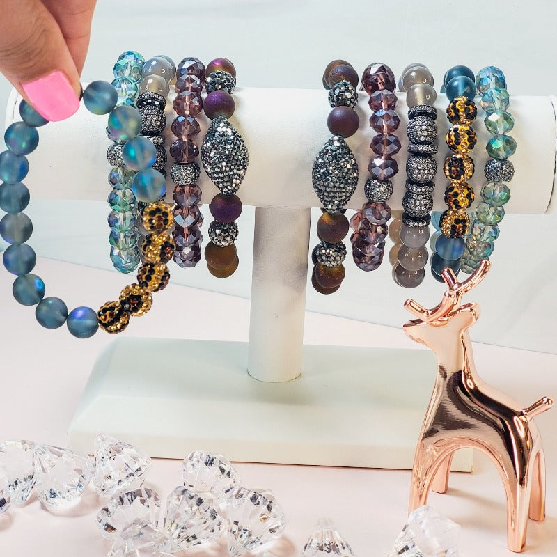 Purple Diva Crystal Pave 5 Piece Bracelet Set | Pretty Fab Things