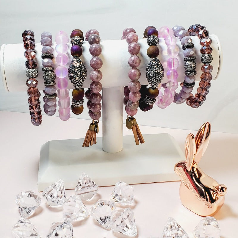 Purple Rain Crystal Pave five Piece Bracelet Set | Pretty Fab Things