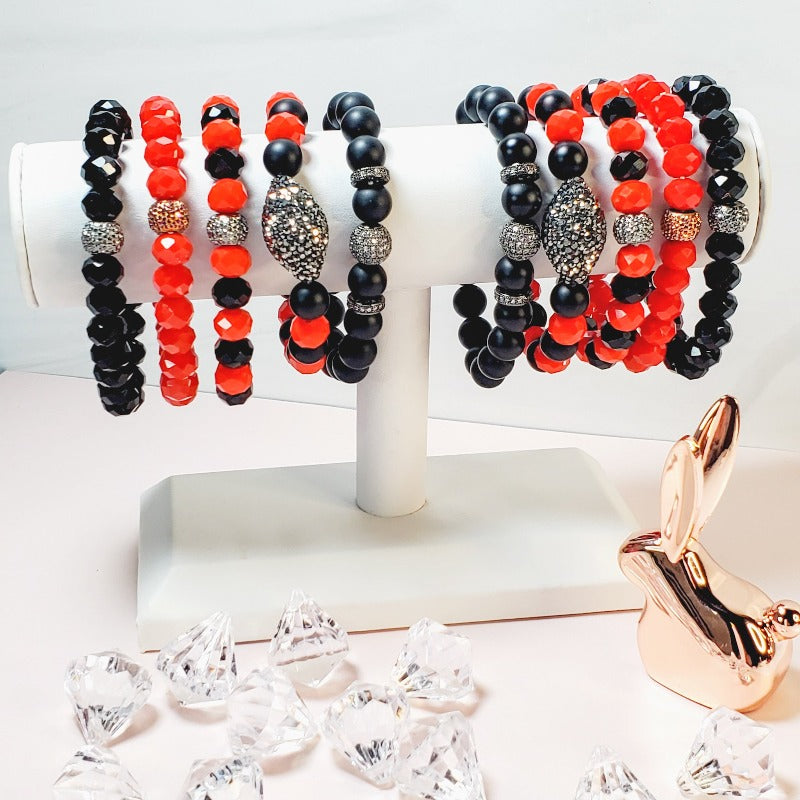Red and Black Five Piece Bracelet Set | Pretty Fab Things