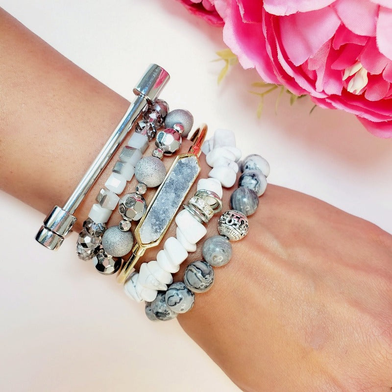 Shades of Grey Five Piece Bracelet Set | Pretty Fab Things