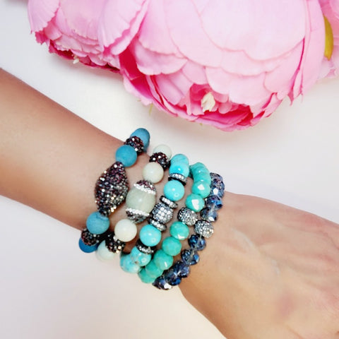 Totally Turquoise Crystal 5 Piece Bracelet Set | Pretty Fab Things