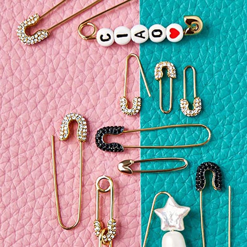 Gold Crystal Safety Pin Earring - Pretty Fab Things