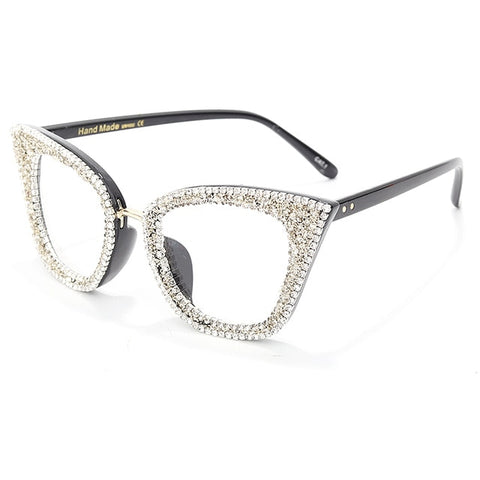 Retro Silver Rhinestone and Glitter Cat Eyeglasses |  Pretty Fab Things 