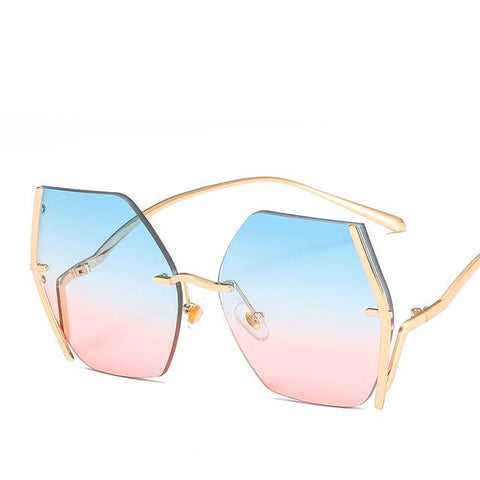 FAB Rimless Blue Over-sized Sunglasses - Pretty Fab Things