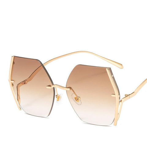 FAB Rimless Bronze Over-sized Sunglasses - Pretty Fab Things