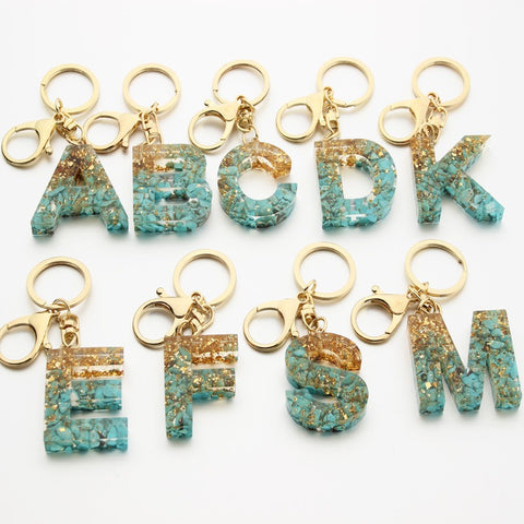 Glitter Resin Alphabet Key Chain | Pretty Fab Things